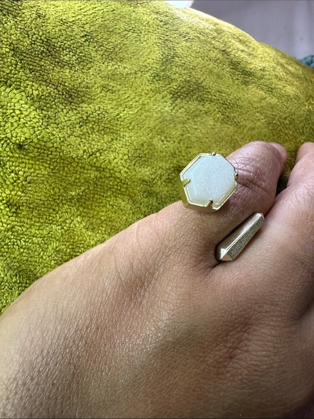 Kendra Scott Gold Open Band Ring with White Druzy